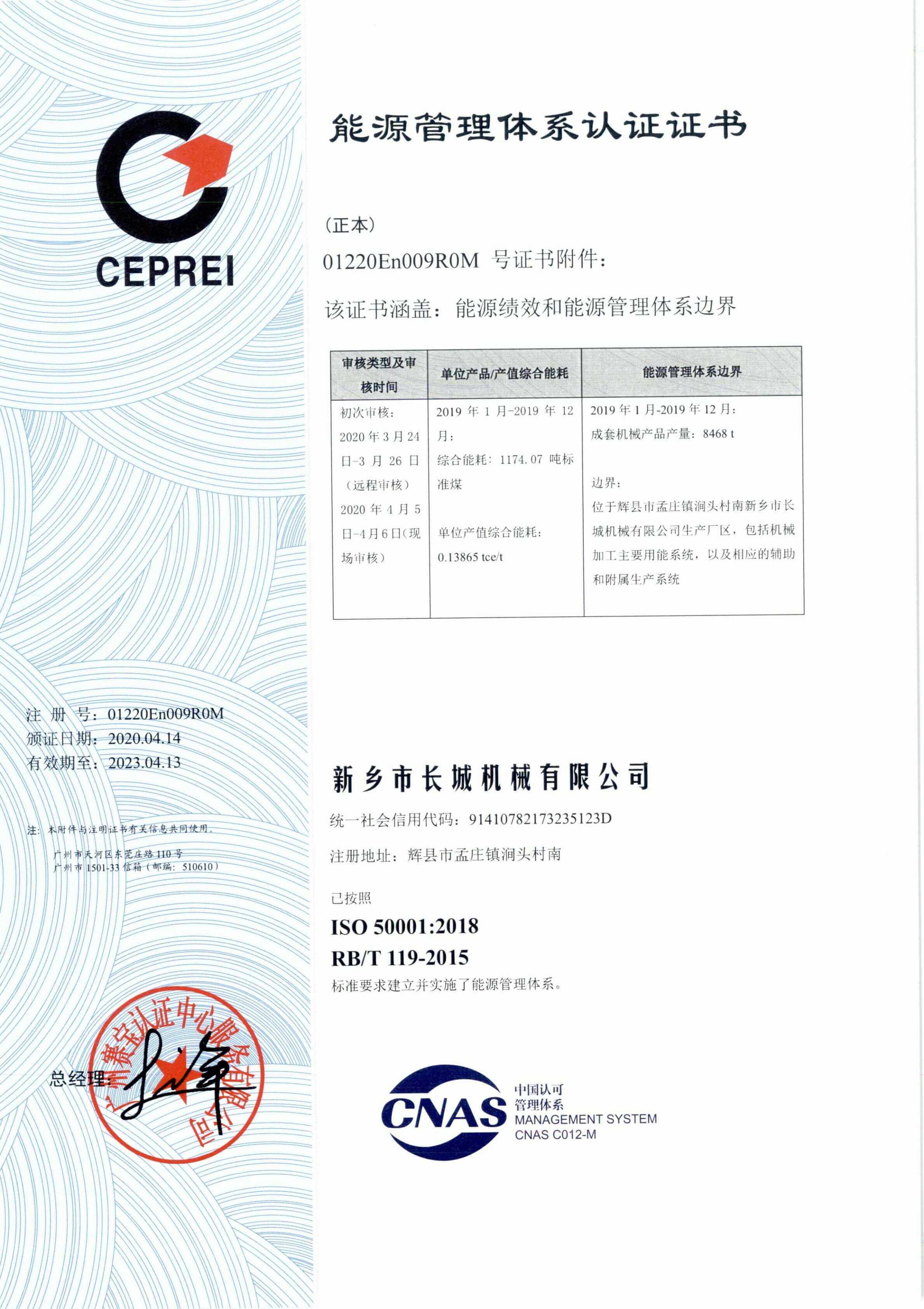 chaeng energy management system certification