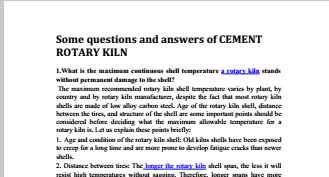 Some questions and answers of CEMENT ROTARY KILN